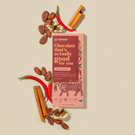 Elements Truffles Spicy Cayenne & Cinnamon Chocolates Light Gray 1 Bar,3 Bars,10 Bars
