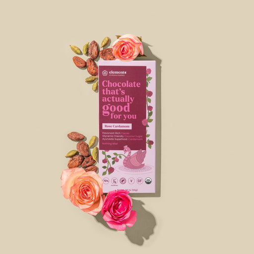 Elements Truffles Rose Cardamom Chocolates Light Gray 1 Bar,3 Bars,10 Bars