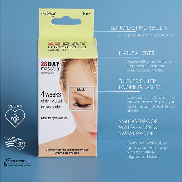 GodefroyBeauty 28 DAY MASCARA Eyelash Tint Cadet Blue Black / 25 Applications,Black / Single Application,Brown / 25 Applications,Brown / Single Application