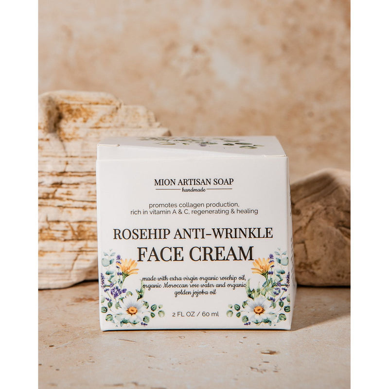 MION Artisan Soap Co. Rosehip Anti-Wrinkle Face Cream | Light Texture | Rich in Vitamins A & C face cream Gray