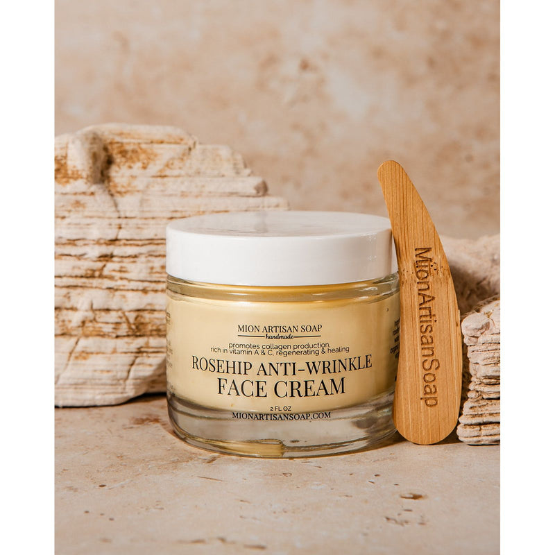 MION Artisan Soap Co. Rosehip Anti-Wrinkle Face Cream | Light Texture | Rich in Vitamins A & C face cream Tan