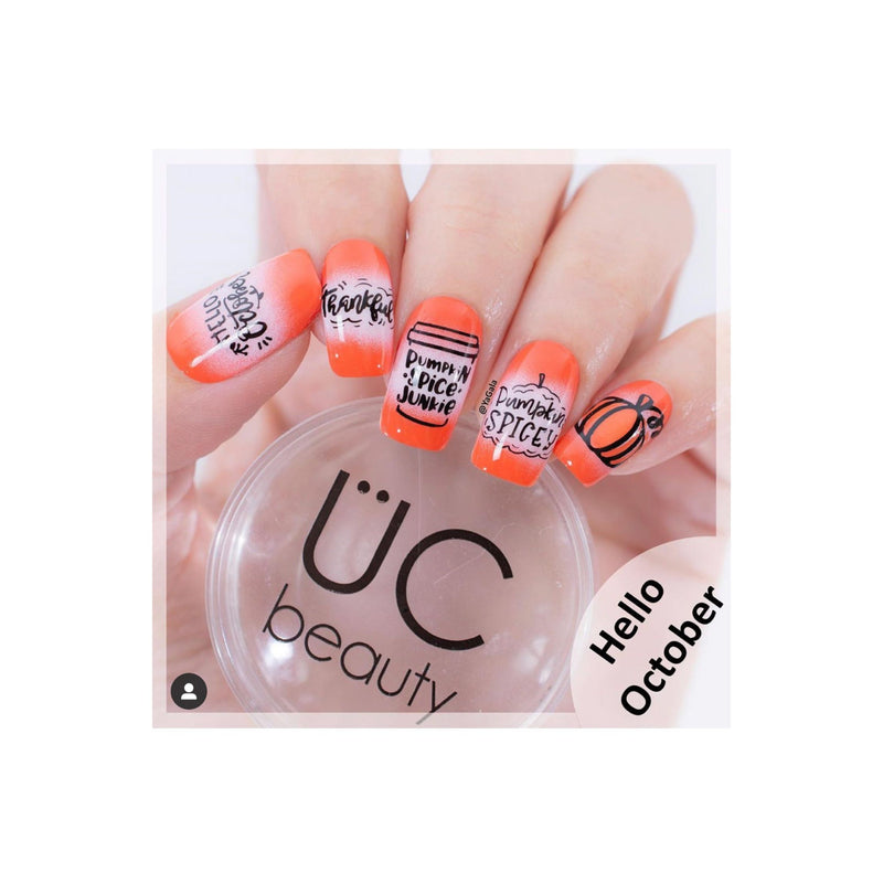 UberChic Beauty Hello Fall & Pumpkin Spice Stamping Plate Gray