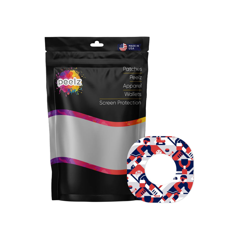 Peelz Ice Hockey Dexcom G7 and Stelo Patch Tape - Pump Peelz Patch Medical Tape White Smoke 12-Pack (Set of 12 Patches)