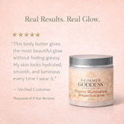 Glimmer Goddess® Organic Skin Care Organic Shimmer Body Butter – Radiant, Deep Hydration Shimmer Antique White Bronze / Soft Glow - Level 1,Bronze / Noticeable Glow - Level 2,Bronze / Bold Glow - Level 3,Diamond / Soft Glow - Level 1,Diamond / Noticeable Glow - Level 2,Diamond / Bold Glow - Level 3,Gold / Soft Glow - Level 1,Gold / Noticeable Glow - Level 2,Gold /