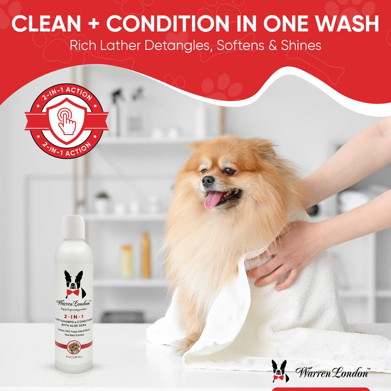 Warren London 2-in-1 Puppy Shampoo & Conditioner Pet Grooming Supplies Light Gray