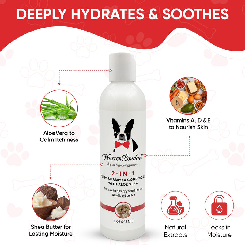 Warren London 2-in-1 Puppy Shampoo & Conditioner Pet Grooming Supplies White Smoke