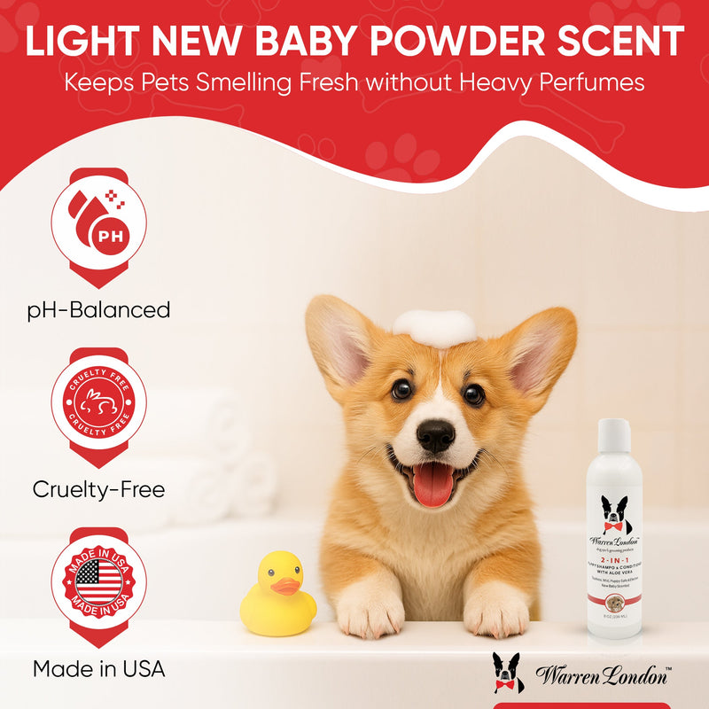 Warren London 2-in-1 Puppy Shampoo & Conditioner Pet Grooming Supplies Light Gray