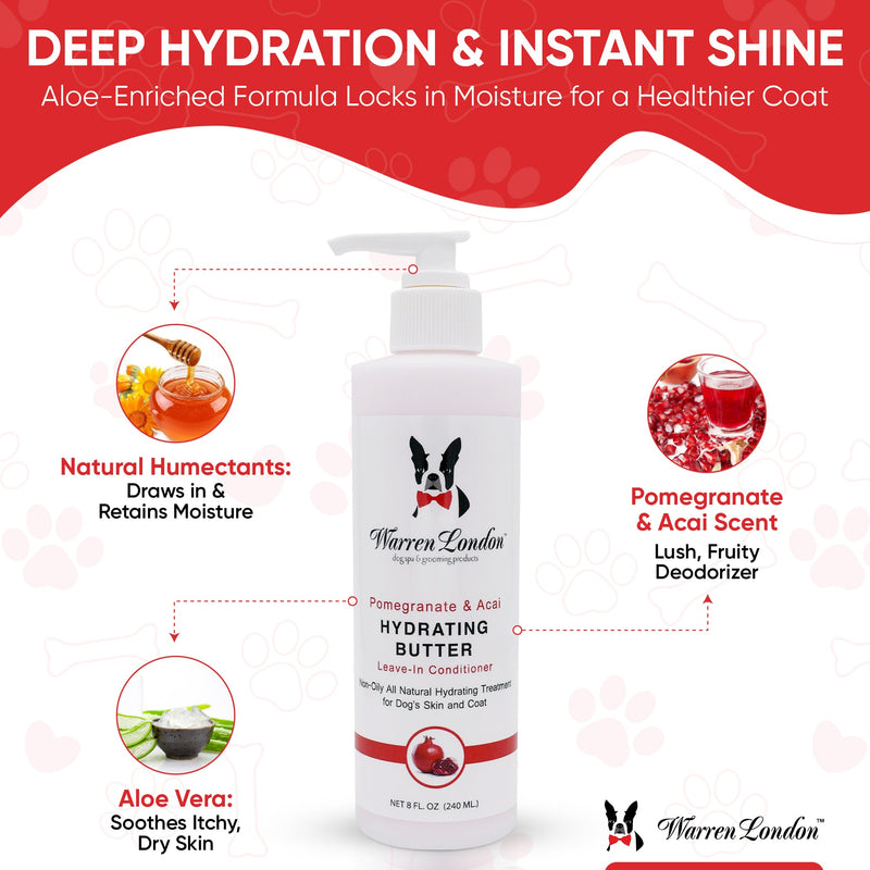 Warren London Hydrating Butter - For Dog's Skin & Coat - Leave-In Moisturizer Spa Product White Smoke Guava & Mango,Pomegranate & Acai,Unscented