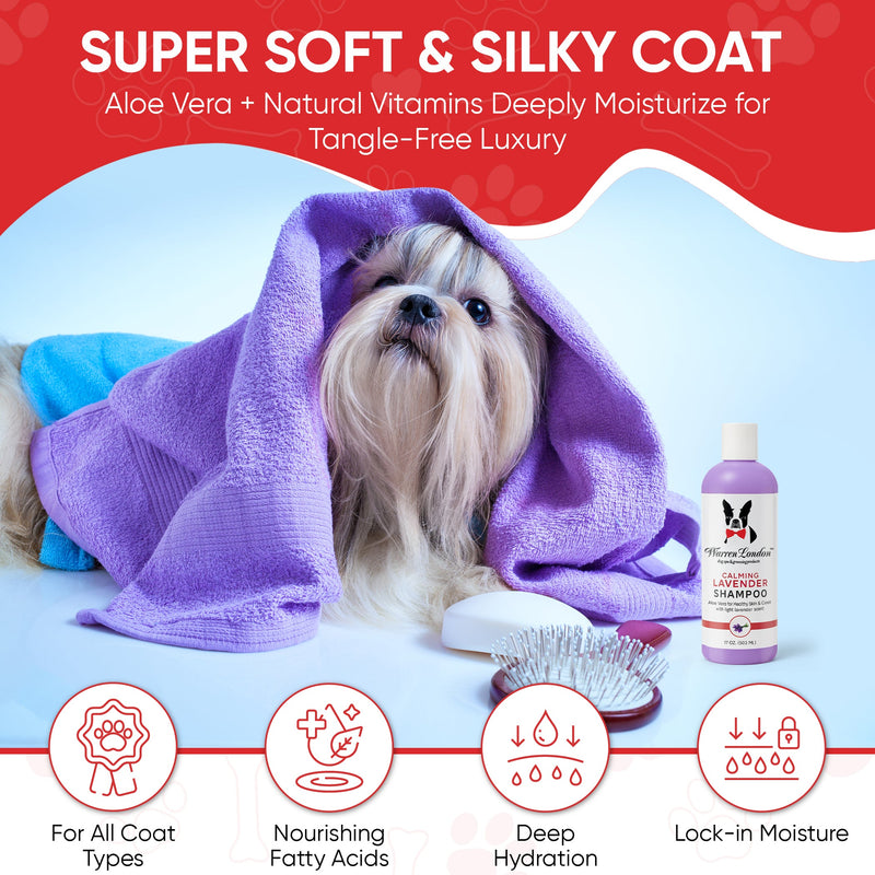 Warren London Calming Lavender Dog Shampoo w/Aloe Vera & Essential Oils - Professional Size Grooming Size Product White Smoke