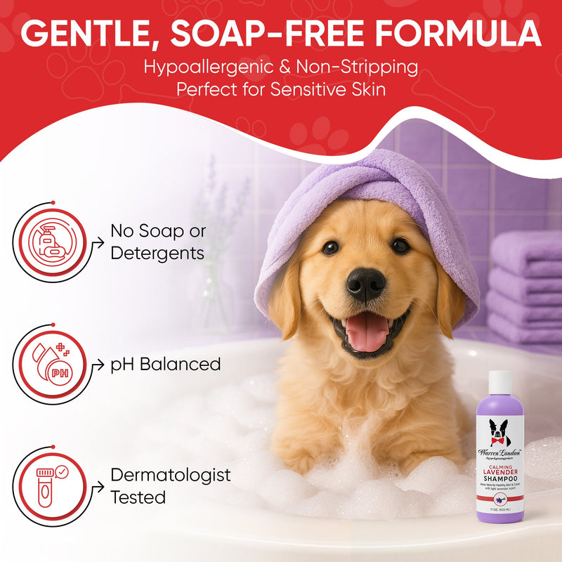 Warren London Calming Lavender Dog Shampoo w/Aloe Vera & Essential Oils - Professional Size Grooming Size Product White Smoke