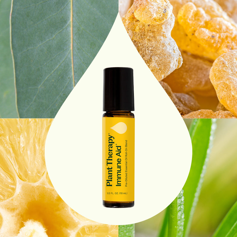 Plant Therapy Immune Aid Essential Oil Blend Pre-Diluted Roll-On Essential Oil Light Gray 10 mL