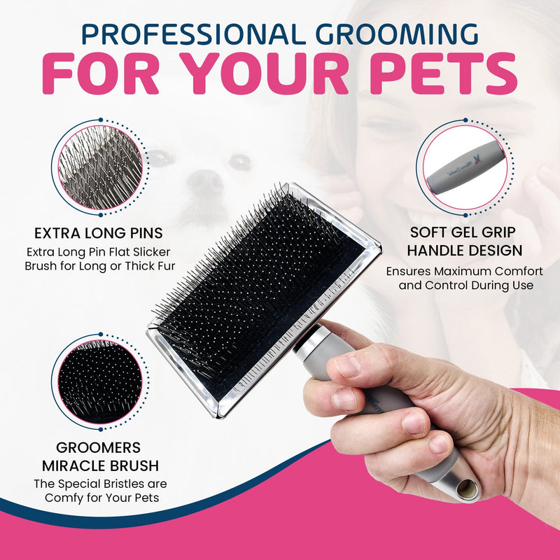 Warren London Gel-Handle Slicker Brush Pet Combs & Brushes White Smoke