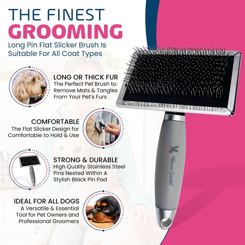 Warren London Gel-Handle Slicker Brush Pet Combs & Brushes White Smoke