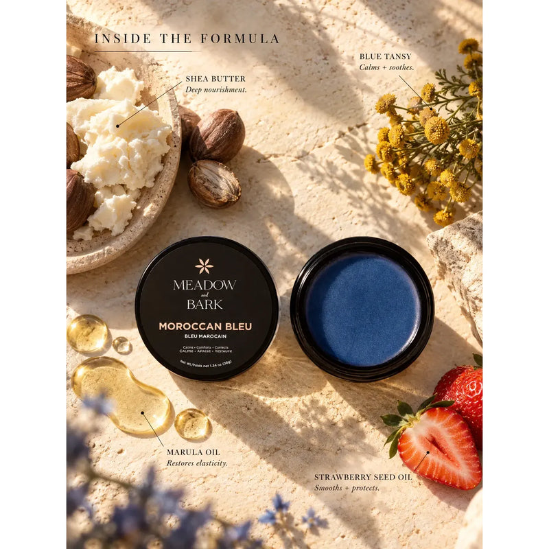 Meadow and Bark Moroccan Bleu Moisture Boost Peach Puff 50g,15g