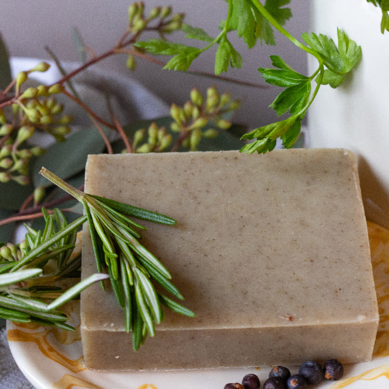 Chagrin Valley Soap & Salve Natural Soap: Juniper Spearmint Soap Rosy Brown Full Bar 5.6 oz,Travel Size Bar 1.7 oz