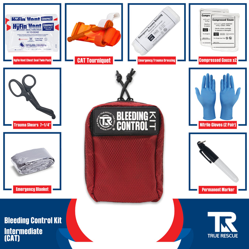 True Rescue Kit x2 with Wall Mount Dual Kit Wall Mount Package Bleeding Control Bundles Midnight Blue Intermediate Kit / C-A-T Gen 7 Tourniquet / Orange