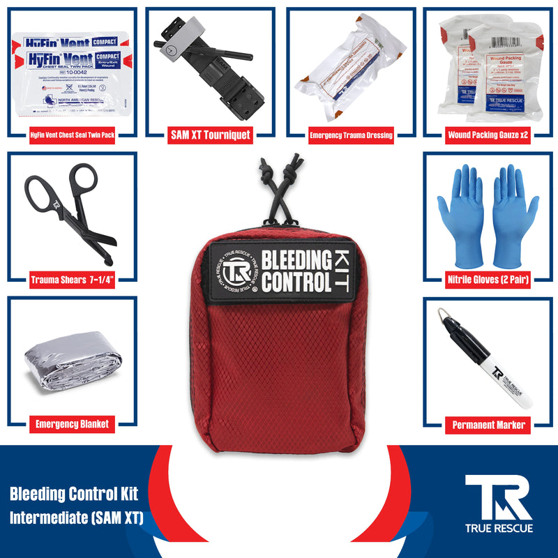 True Rescue Bleeding Control Kit by True Rescue Bleeding Control Kit Light Gray Intermediate Kit / SAM XT Tourniquet / Black