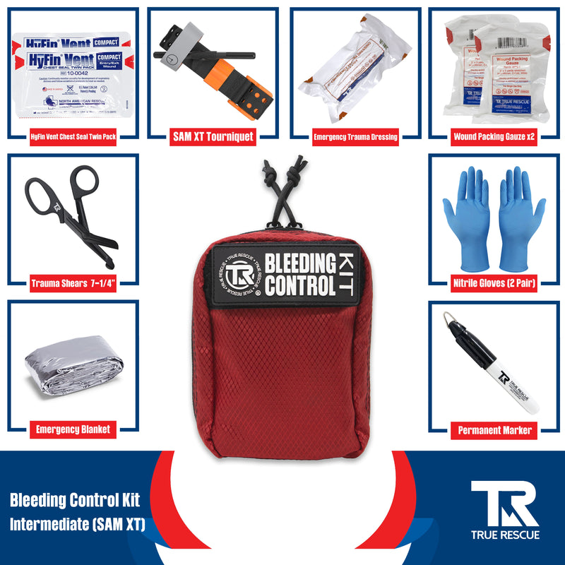 True Rescue Bleeding Control Kit by True Rescue Bleeding Control Kit Light Gray Intermediate Kit / SAM XT Tourniquet / Orange