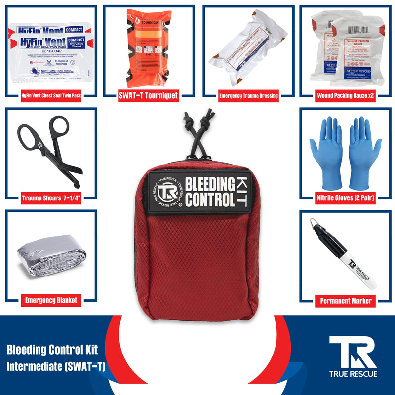 True Rescue Bleeding Control Kit by True Rescue Bleeding Control Kit Midnight Blue Intermediate Kit / SWAT-T Tourniquet / Orange