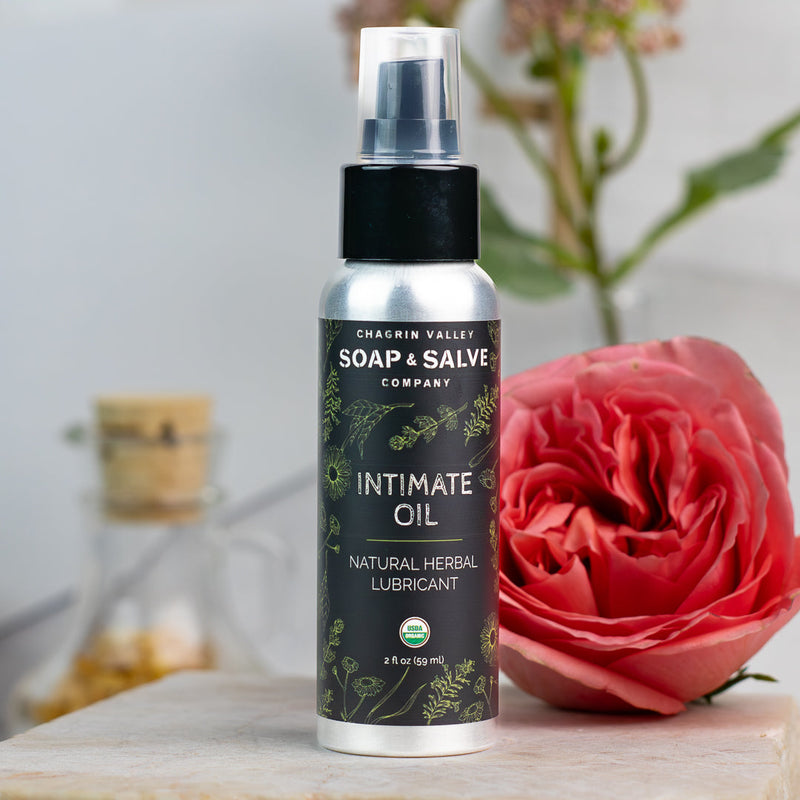Chagrin Valley Soap & Salve Bath & Body Oil: Intimate Oil Body Oil Gray 2 fl oz Aluminum Bottle