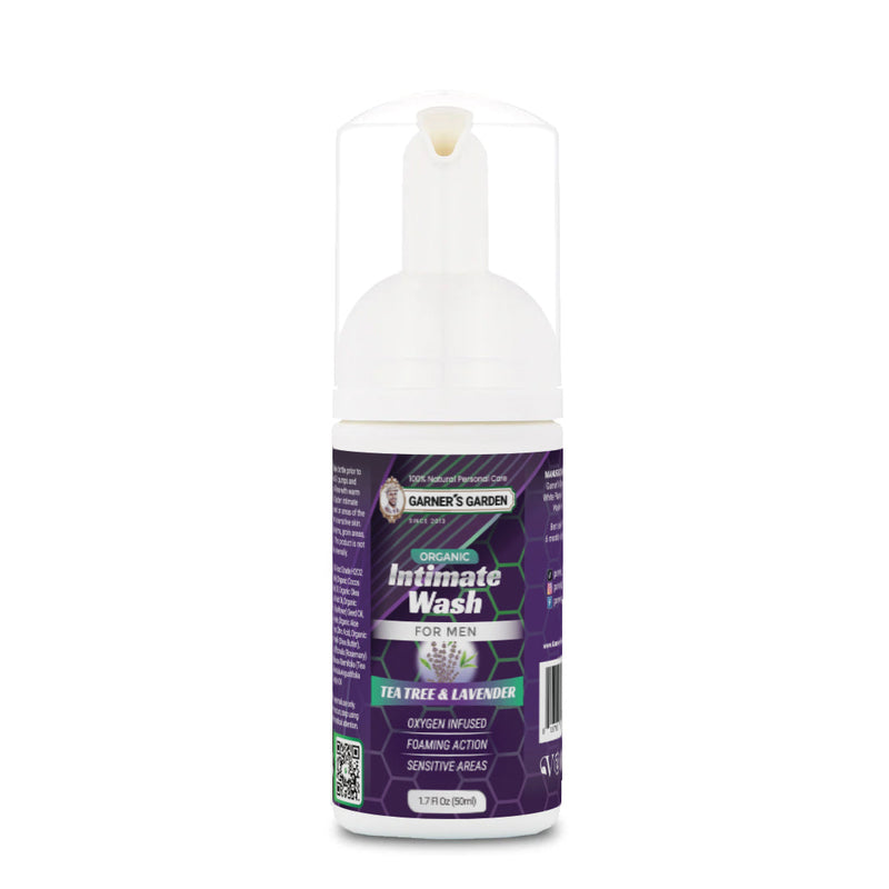 Garner's Garden Organic Intimate Wash For Men | Foaming | H₂O₂ Intimate Wash White Smoke Tea Tree & Lavender / 1.7 oz (travel)