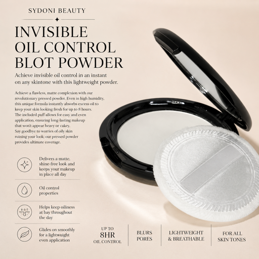 Sydoni Skincare and Beauty SYDONI INVISIBLE OIL CONTROL BLOT POWDER 10g. .35 OZ Blot Powder Compact Light Gray Invisible