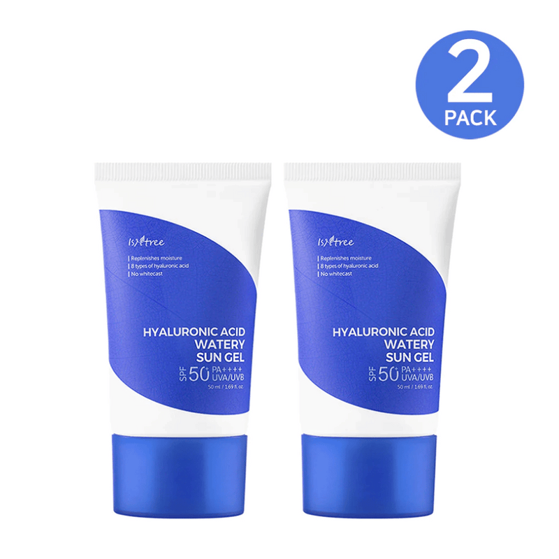 AsiaBeautyMall Isntree Hyaluronic Acid Watery Sun Gel Set SPF 50+ PA++++ (2-Pack) Sunscreen White Smoke