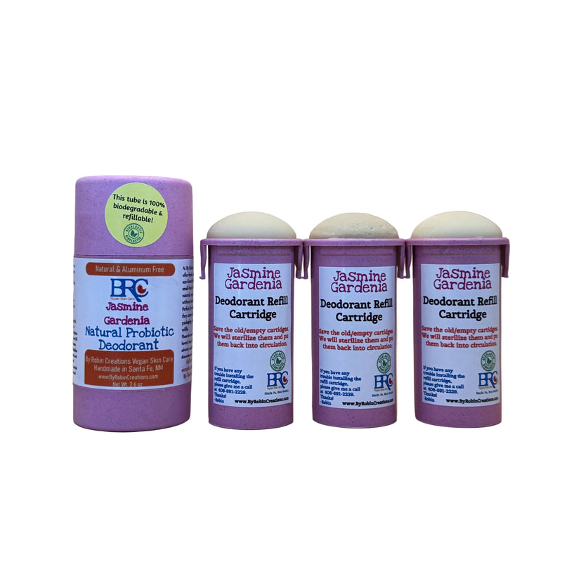 By Robin Creations Natural Probiotic Deodorant Stick Deodorant & Body Care White Smoke Jasmine-Gardenia / 1 Full Tube + 3 Refills