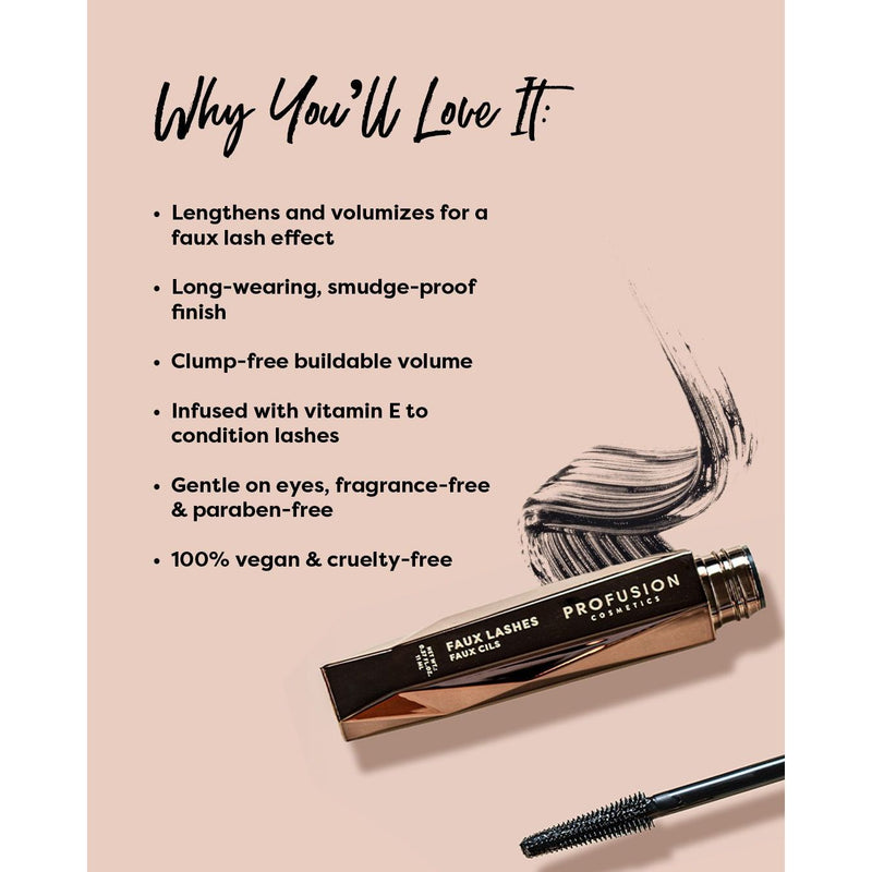 Profusion Cosmetics Faux Lashes | Lengthening & Volumizing Mascara - Black Thistle
