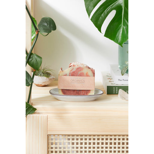 Butter Me Up Organics Jasmine, Atlas Cedar, & Pine Organic Soap Essential Oils Soap Light Gray Jasmine Atlas Cedar & Pine Soap,Jasmine Atlas Cedar & Pine Soap + Stained Wood Bamboo Soap Dish