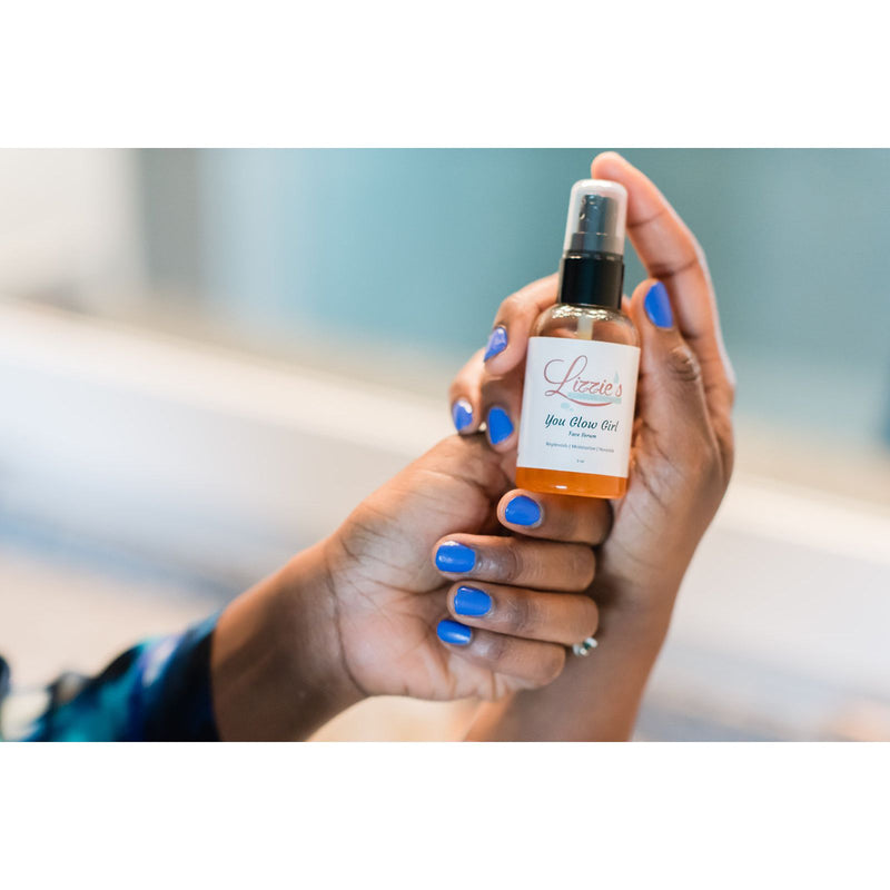 Lizzie's All-natural Products You Glow Girl Face Serum Gray 2 oz pump bottle