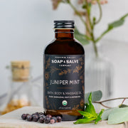 Chagrin Valley Soap & Salve Bath & Body Oil: Juniper Mint Body Oil Gray 4 fl oz Glass Bottle