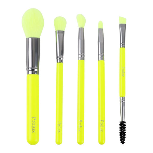 Prolux Cosmetics Deluxe 5 Piece Neon Brush Set BRUSH SET Green Yellow Neon Green,Neon Orange,Neon Pink,Neon Purple