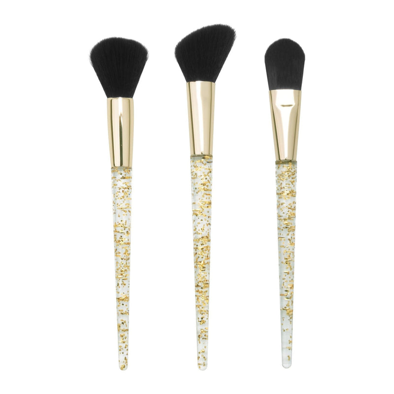 Prolux Cosmetics Gold Flakes 3-Piece Brush Set BRUSH SET Dark Slate Gray