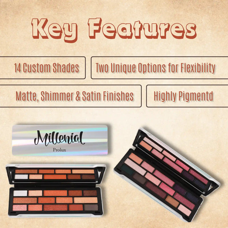 Prolux Cosmetics Millenial Eyeshadow Palette EYESHADOW Peach Puff 01,02
