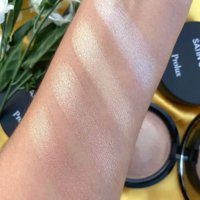 Prolux Cosmetics Satin Glow Highlighter HIGHLIGHT Rosy Brown #1-Moonlight,#2-Champagne,#3-Glow,#4-Rose Gold