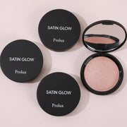 Prolux Cosmetics Satin Glow Highlighter HIGHLIGHT Light Gray #1-Moonlight,#2-Champagne,#3-Glow,#4-Rose Gold