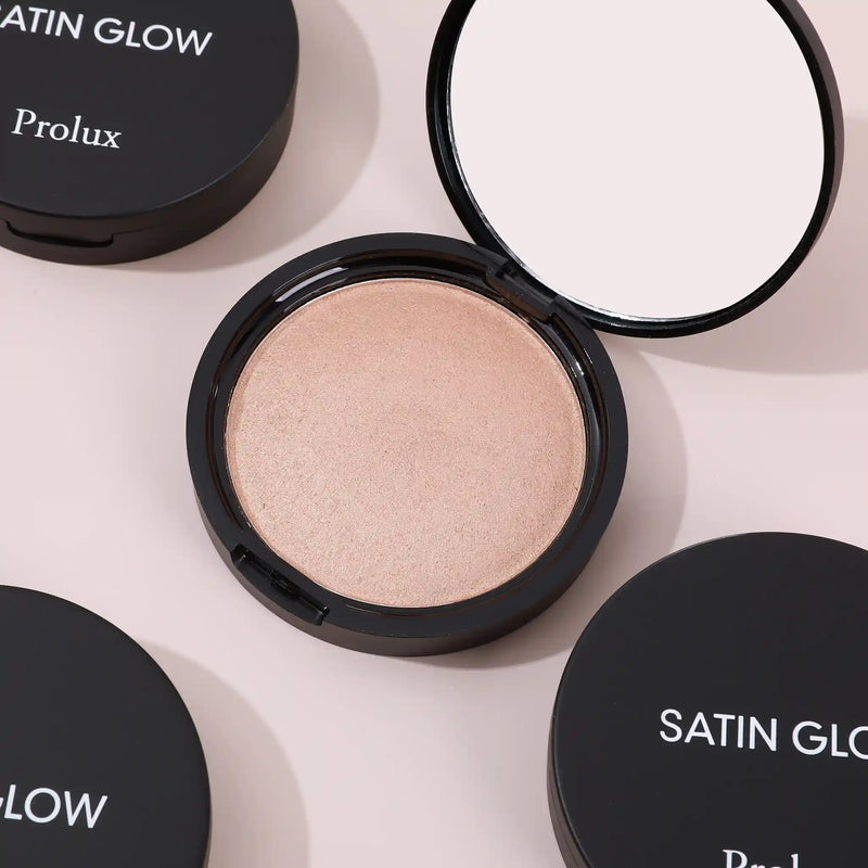 Prolux Cosmetics Satin Glow Highlighter HIGHLIGHT Dark Slate Gray #1-Moonlight,#2-Champagne,#3-Glow,#4-Rose Gold