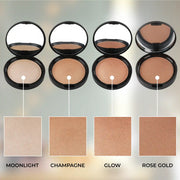 Prolux Cosmetics Satin Glow Highlighter HIGHLIGHT White Smoke #1-Moonlight,#2-Champagne,#3-Glow,#4-Rose Gold