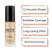 Prolux Cosmetics Lightweight Matte Foundation face foundation White Smoke 1 Natural Beige,2 Soft Ivory,3 Creamy Beige,4 Medium Beige,5 Soft Beige,6 Dark Beige,11 Golden Neutral,12 Nude Fair,13 Honey,14 Honey Fair,15 Golden Dark,16 Spiced Almond