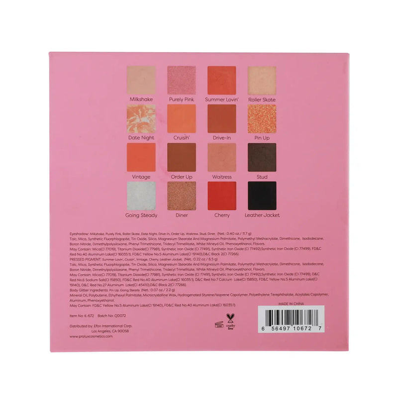 Prolux Cosmetics Fabulous 50's Eyeshadow Palette Eyeshadow Palette Pale Violet Red