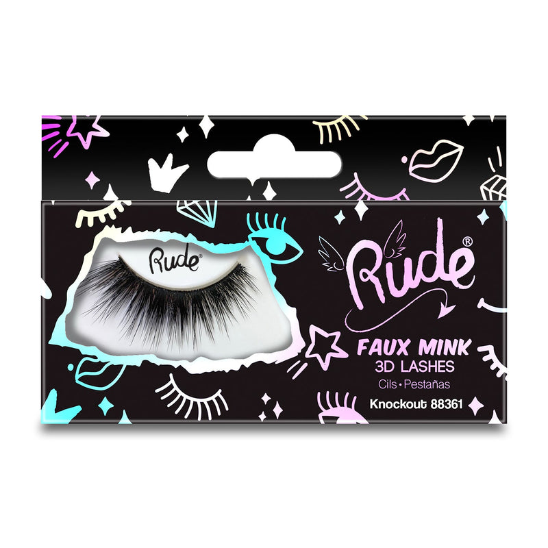 Rude Cosmetics Essential Faux Mink 3D Lashes False Eyelashes Light Gray Knockout