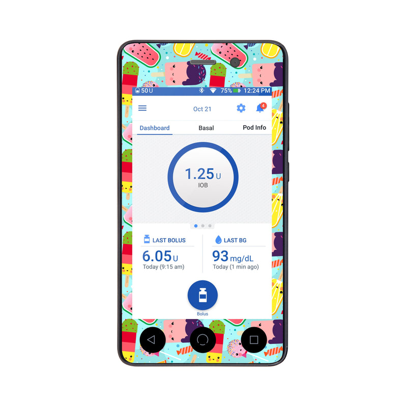 Peelz Kawaii Sweets Sticker for Omnipod DASH® PDM – Pump Peelz Peelz/Stickers White Smoke Whole System Peelz (front + case),Front Peelz,Case Peelz