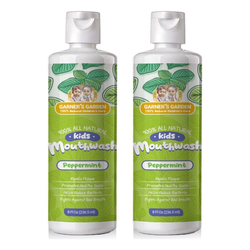 Garner's Garden Kid's Natural Mouthwash | H2O2 | Antibacterial Fluoride-Free Oral Care White Smoke Peppermint & Tea Tree Essential Oils / Double pack of 2