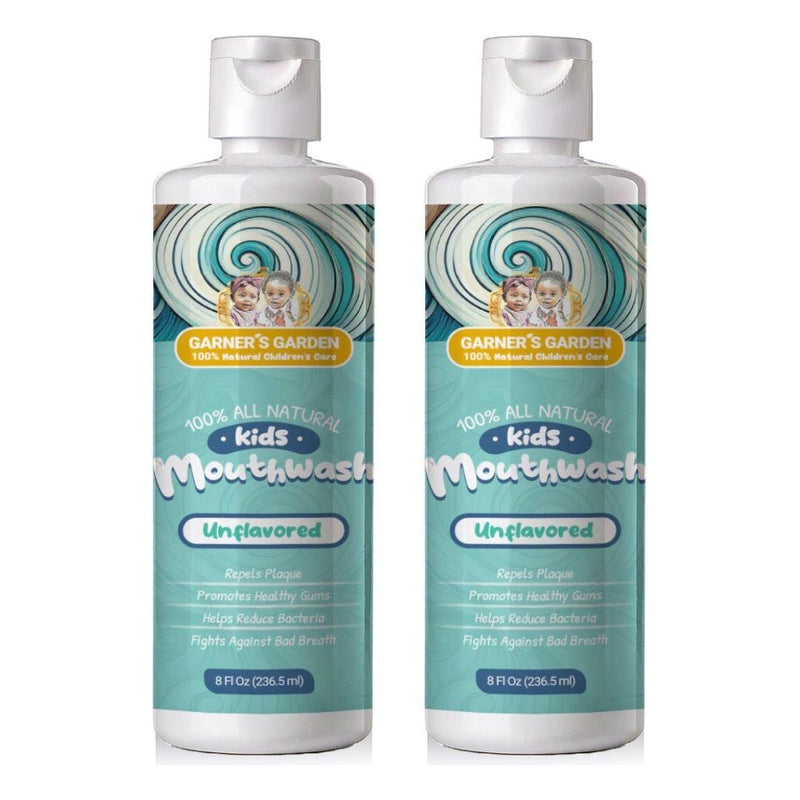 Garner's Garden Kid's Natural Mouthwash | H2O2 | Antibacterial Fluoride-Free Oral Care White Smoke Unflavored / Double pack of 2