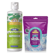 Garner's Garden Kid's Mouthwash and Tooth Powder Package Kids White Smoke 8 oz Kids Peppermint MW / 2 oz Kids Organic TP (w/charcoal)