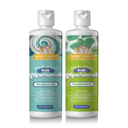 Garner's Garden Kid's Natural Mouthwash | H2O2 | Antibacterial Fluoride-Free Oral Care White Smoke Peppermint & Tea Tree Essential Oils / Double pack of 2,Peppermint & Tea Tree Essential Oils / Single,Unflavored / Double pack of 2,Unflavored / Single