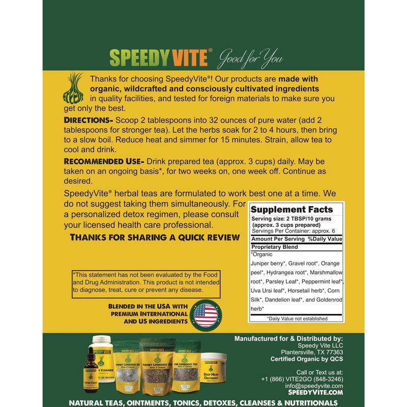 SpeedyVite® Kidney LifeBoost® Tea | USDA Organic Kidney & Bladder Support* | SpeedyVite® - FREE SHIPPING Tea Dark Slate Gray 1x 4oz Loose leaf,1x 28 Teabags,1x 2oz Loose leaf,1x 8oz [2x 4oz] Loose leaf,CASE OF 6x 4oz Loose Leaf,CASE OF 6x 28 Teabags