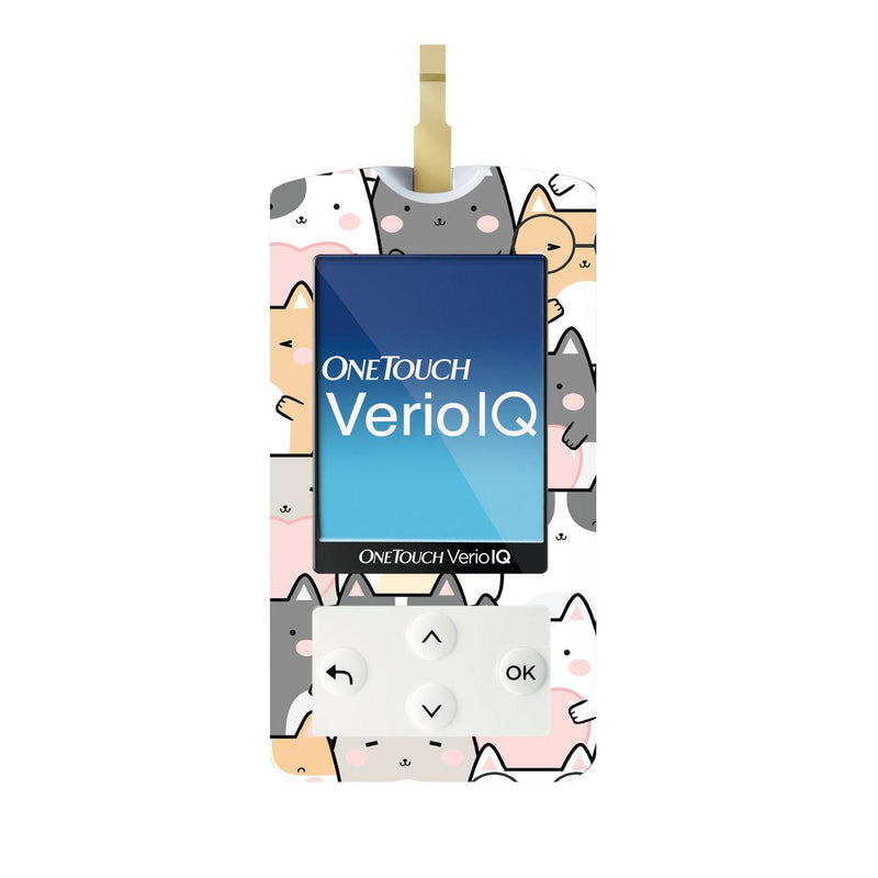 Peelz Kitty Cartoon OneTouch Verio IQ Glucometer Peelz/Stickers White Smoke