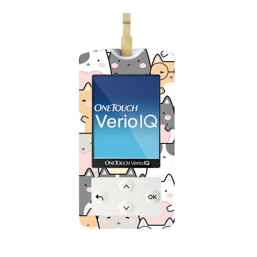 Peelz Kitty Cartoon OneTouch Verio IQ Glucometer Peelz/Stickers White Smoke